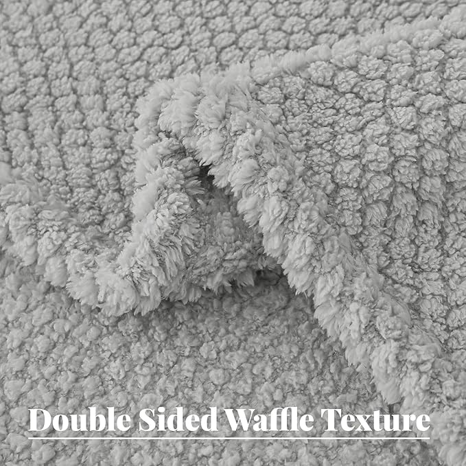 Whale Flotilla Extra Large Fuzzy Fleece Throw Blanket for Couch, 50x70 Inch Fluffy Warm Soft Jacquard Blankets for All Season, Lightweight and Cozy, Light Grey