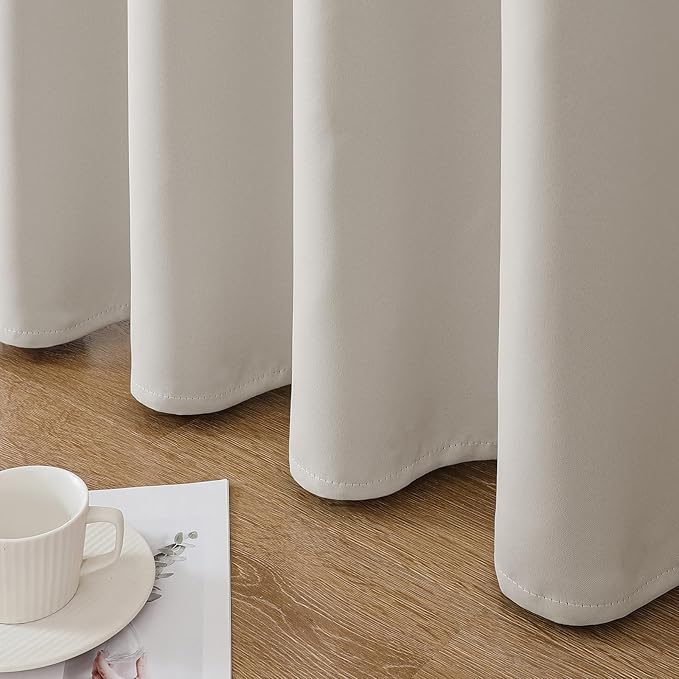 Joydeco Blackout Curtains 84 Inch Length 2 Panels Set, Thermal Insulated Long Curtains& Drapes 2 Burg, Room Darkening Grommet Drapes for Bedroom Living Room Window (Natural, W52 x L84 Inch)