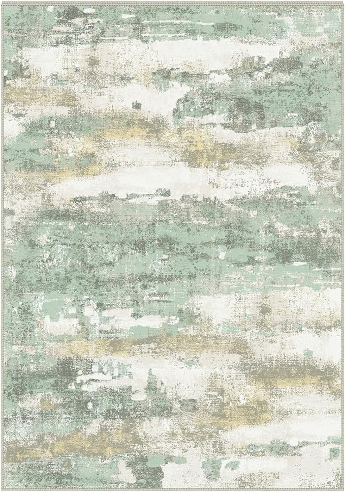 BEIMO Area Rugs 7'6"x9'6" for Living Room Bedroom, Modern Abstract Machine Washable Large Light Green Rug Soft Rug, Low Pile Floor Carpet with Non Slip Backing for Dining Room