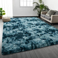 Deerhoo Large Shag Area Rugs 6 x 9, Tie-Dyed Plush Fuzzy Rugs for Living Room, Ultra Soft Fluffy Furry Rug for Bedroom, Indoor Carpet Nursery Rugs for Kids Room Home Decor, Peacock Blue