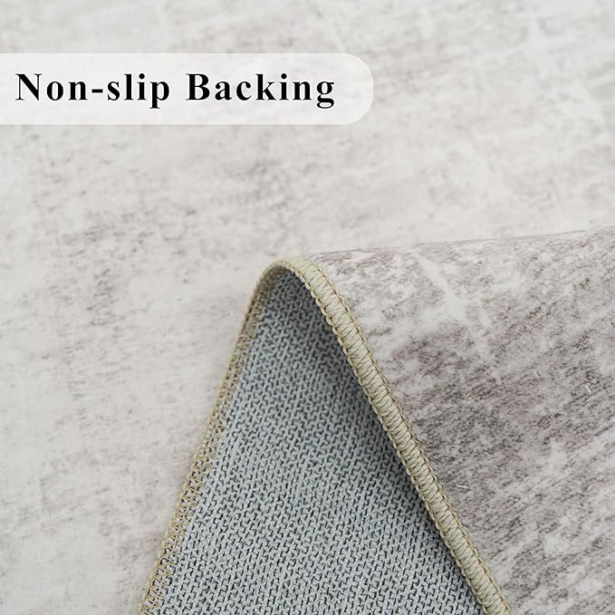 Abstract 2x10 Kitchen Rug Runners - Washable 10ft Hardwood Sink Rugs Non-Slip Hallway Entryway Area Rug Soft Floor Mat Indoor Farmhouse Carpet for Bathroom Living Room Bedroom (2 X 10,Beige/Cream)
