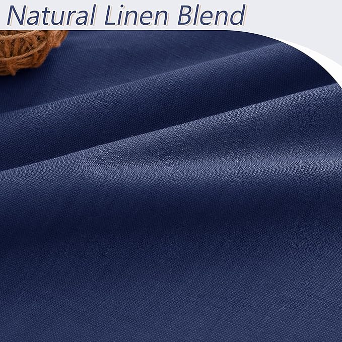 Guken 100% Blackout Curtains 72 Inch Length 2 Panels Set for Living Room Bedroom Back Tab Thermal Insulated Black Out Linen Drapes Room Darkening Window Curtains 72 Inches Long,Classic Blue