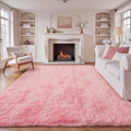 Pink Rugs for Bedroom Girls: 8x10 Fluffy Shag Soft Washable Rug Large Fuzzy Plush Indoor Carpet for Living Room Nursery Playroom Kids Girls Boys Room (Pink, 8'x10')