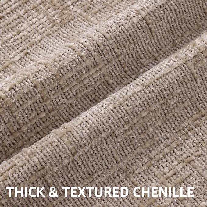 decorUhome Oatmeal Chenille Throw Pillow Covers 16x16 Set of 2 Textured Soft Cozy Slubby Couch Pillow Covers Modern Farmhouse Boho Decorative Pillow Cases for Bed Sofa Living Room