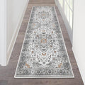 HEBE Hallway Runner Rug 2'x6' Washable Vintage Distressed Area Rugs Non Slip Laundry Rug Runner Boho Floor Carpet Runners for Hallways Entryway Laundry Room Kitchen Bathroom