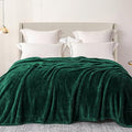 Exclusivo Mezcla Plush Fuzzy Fleece Bed Blanket Queen Size, Super Soft, Fluffy and Warm Blankets for Couch, Bed, All Season (Forest Green, 90x90 inches)