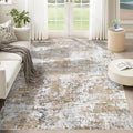 XLUEZ 5x7 Area Rugs for Living Room, Washable Modern Abstract Large Area Rug Neutral Soft Non Slip Kids Rug Stain Resistant Indoor Carpet for Bedroom Nursery Dining Room Playroom(Beige, 5'x7')