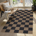 Lahome Colette Checkered Easy Jute 3x5 Rug, Washable Rugs for Living Room Entryway Farmhouse Non Slip Black Outdoor Carpet, Checkerboard Indoor Door Mat for Entry Patio Deck