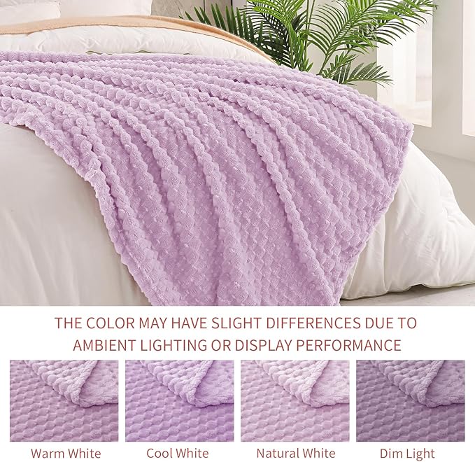 Exclusivo Mezcla Fleece Queen Blanket for Bed, Extra Large Fuzzy Lilac Purple Bed Blankets, Soft Cozy Plush Sofa Throws for All Seasons, 90x90 Inches