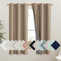 NICETOWN Burlap Vintage Open Linen Weave Flax Thermal Curtains, 100% Blackout Curtains 45" Long for Dining Room, Soundproof Window Treatment Drapes for Kitchen, 42" Wide Per Panel, Set of 2