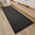 RESARE Waffle Bathroom Runner Rugs, Super Absorbent Bath Mat Non Slip Washable Quick Dry, Upgraded Ultra Soft Boho Bath Rugs with Tassels for Hallway Bedroom Laundry Room, 2'x5'(24"x60"), Black