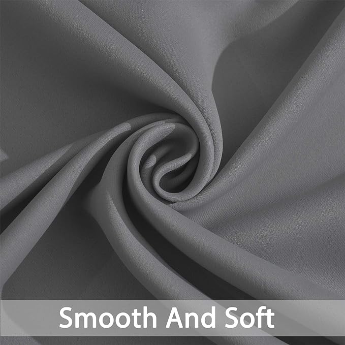 Yakamok Blackout Curtains 96 Inches Thermal Insulated Grey Room Darkening Window Drapes with 8 Grommets Window Treatment Curtain for Living Room Bedroom,52 Inch Width, Set of 2 Gray
