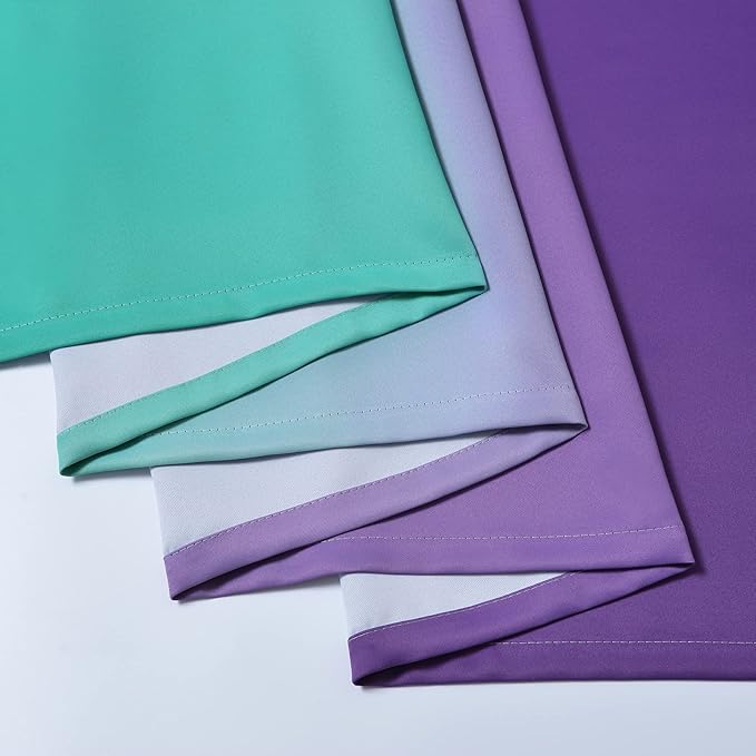 Yakamok Ombre Teal and Purple Curtains for Bedroom, Gradient Room Darkening Curtains, Grommet Thermal Insulated Light Blocking Window Drapes/Curtain for Living Room,52 x 63 Inch,2 Panels