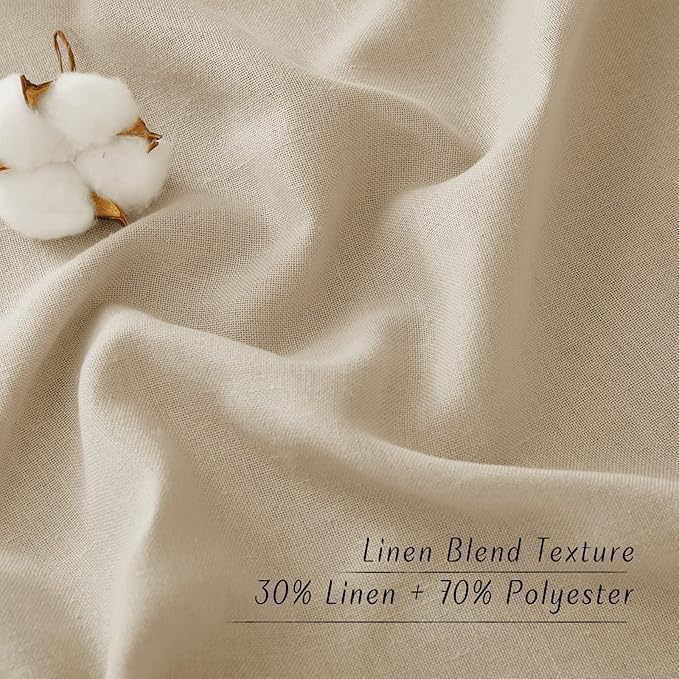 NICETOWN Angora Linen Kitchen Curtains 36 inch Length, Decorative Thick Flax Small Window Treatments Privacy Assured with Light Filtering for Bedroom/Bathroom, W55 x L36, 2 Panels