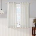 Nanspring Cream Cafe Curtains 54 Inch Length Set 2 Panel Back Tab Pocket Semi Sheer Short Linen Cream Curtain Tiers for Small Bathroom Window Basement 38x54