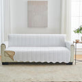 Great Bay Home Velvet Sofa Cover - Washable Slipcover Furniture Protector with Elastic Straps - Furniture Cover for Dogs, Kids, and Pets - Stitched Detail (White)