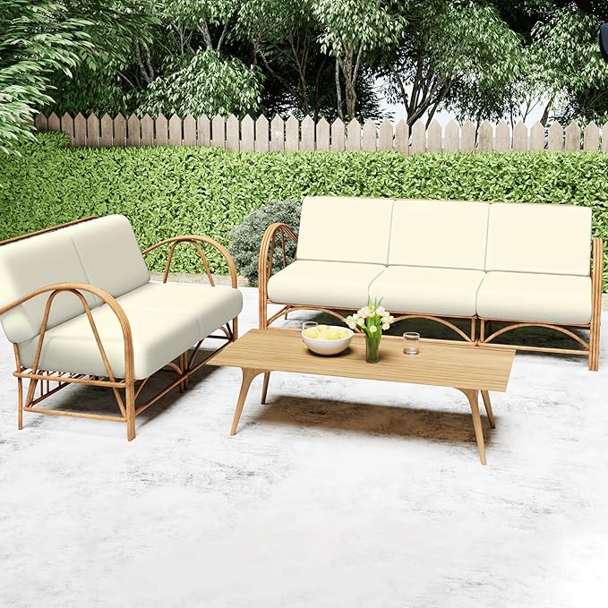 Smiry Printed Couch Cushion Covers, Stretch Soft Couch Covers for Sofa, Washable Non-Slip Sofa Slipcover Furniture Protector for Indoor and Outdoor (3 Pack, Cream)