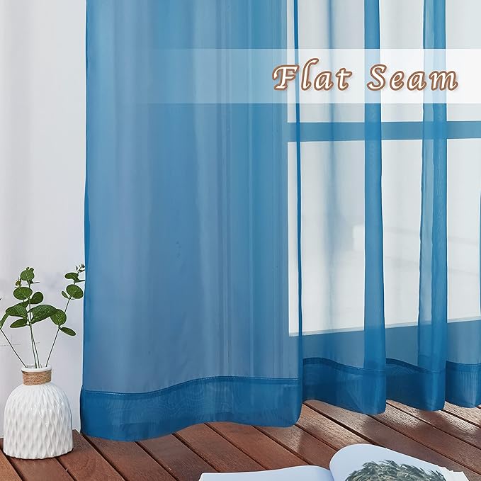 NICETOWN Living Room Sheer Curtains 96 inch Length, Grommet Airy Voile Sheer Curtains and Drapes Casual Light Filtering Window Treatments for Bedroom, Turquoise, 2 Panels=108 inch Wide