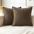 MIULEE Pack of 2 Couch Throw Pillow Covers 20x20 Inch Brown Farmhouse Decorative Pillow Covers with Stitched Edge Soft Chenille Solid Dyed Spring Pillow Covers for Sofa Bed Living Room