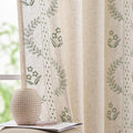 jinchan Belrose Linen Curtains for Bedroom Floral Curtains 108 Inch Length Linen Blend Sage Green Embroidered Drapes Farmhouse Flower Patterned Drapes for Living Room Window Treatments Set 2 Panels