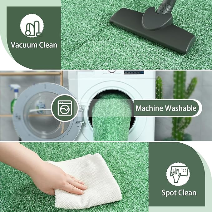 AROGAN Washable 2x8 Runner Rug for Hallway, Long Runner Rugs wtih Soft Memory Foam for Bedroom, Non Slip Backing Carpet Runners for Hallways, Kitchen, Bathroom, Entryway Home Decor, Matte Green