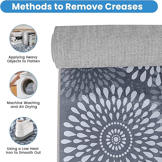 StepRite Runner Rug 2 x 3 ft, Washable Rugs, Hallway Runner Rugs, Kitchen Runner Rug Non Slip, Soft Runner with Rubber Backing for Kitchen, Hallway, Laundry, Bedroom, Living Room