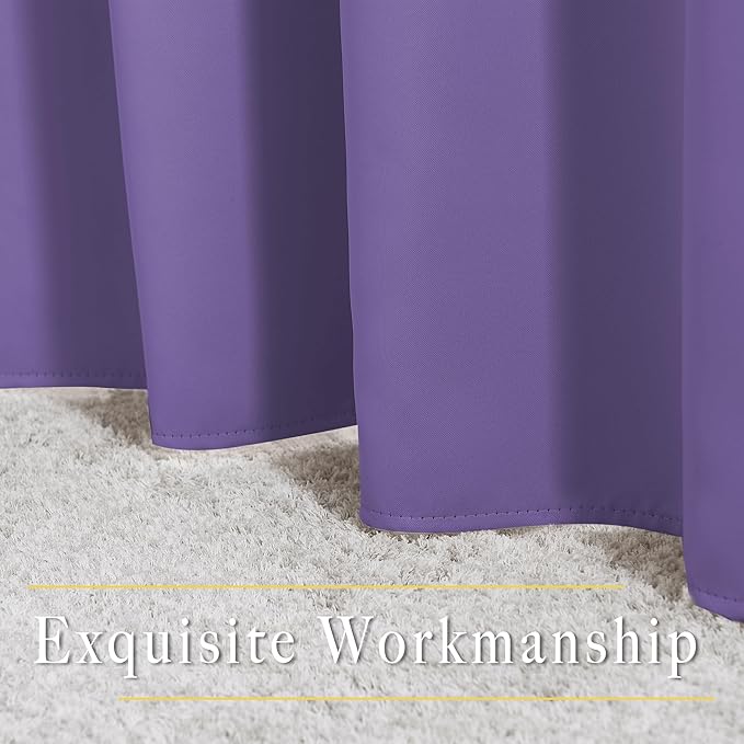 NICETOWN Bedroom Blackout Curtains and Drapes - Window Treatment Thermal Insulated Solid Grommet Blackout Draperies for Kitchen/Cafe (Lilac Purple, Set of 2, 34 by 50 Inch)