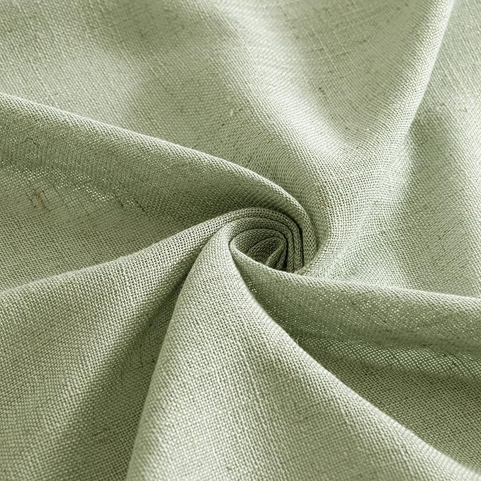 MIULEE Sage Green Linen Curtains 84 Inch Length for Bedroom Living Room, Soft Thick Linen Textured Window Drapes Semi Sheer Light Filtering Back Tab Rod Pocket Burlap Look Spring Decor, 2 Panels