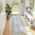 Area Rugs 2'6''x5' Runner Rug Non Slip Washable for Kitchen Hallway Bedroom Beside Laundry Room Bathroom Rug, Floor Carpet, Light Blue Navy Beige Gray White