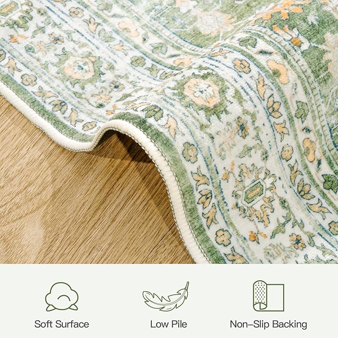 Lofus 3x5 Area Rug for Entryway, Light Green Non Slip Area Rugs for Kitchen, Washablee Soft Rugs for Bedroom, Living Room, Tool Room Nursery Kids Room Decor