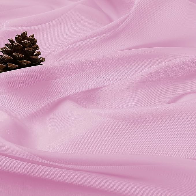 OVZME Light Pink Sheer Curtains 84 Inches Long 2 Panels Set, Light Filtering Sheer Curtains for Living Room Bedroom 59 Inch Extra Wide, Modern Voile Filmy Rod Pocket Window Drapes, 59Wx84L Inches