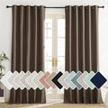 NICETOWN Coffee Vintage Linen 100% Blackout Curtains for Living Room, Thermal Insulated Curtains 84" Long, Noise Reducing Window Treatment Drapes for Dining Room, 62" Wide Per Panel, Set of 2