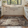Area Rug 4x6 Brown Rug Washable Boho Rugs Non Slip Low Pile Abstract Coffee Small Carpet for Entryway, Bedroom, Kitchen, Classroom, Kids Room, Office, Dorm, Dining Room
