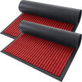 OLANLY Front Door Mat Indoor Outdoor Entrance, 2-Pack 29.5 x 17 Inch, Waterproof Heavy Duty Doormat, Fade Resistant, Low Profile, Easy Clean Patio Porch Welcome Floor Mats for Entry, Red