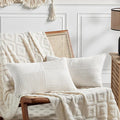 Fancy Homi 2 Packs Cream White Lumbar Decorative Throw Pillow Covers 16x32 Inch for Living Room Couch Bed, Rustic Farmhouse Boho Home Decor, Soft Striped Corduroy Rectangle Accent Cushion Case 40x80cm