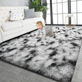 TWINNIS Super Soft Shaggy Rugs Fluffy Carpets, 5x8 Feet, Indoor Modern Plush Area Rugs for Living Room Bedroom Kids Room Nursery Home Decor, Upgrade Anti-Skid Rectangular Fuzzy Rug, Black and White