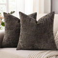 decorUhome Dark Brown Chenille Euro Sham Throw Pillow Covers 22x22 Set of 2 Textured Soft Cozy Slubby Couch Pillow Covers Modern Farmhouse Boho Decorative Pillow Cases for Bed Sofa Living Room