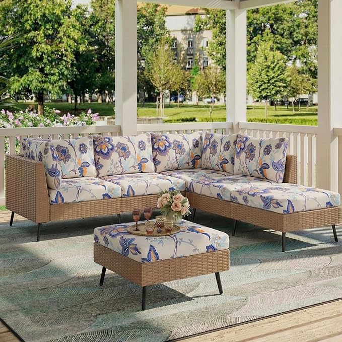 hyha Printed Couch Cushion Covers, Floral Sofa Covers Washable for 2 Cushion Couch, Stretch Pattern Outdoor Cushion Covers for Patio Furniture with Elastic Bottom(Medium, Vintage Flower)