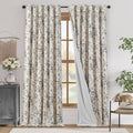 jinchan Blackout Floral Curtains for Living Room Bedroom Linen Blend Curtain Farmhouse Black Printed with Lined Back Tab Rod Pocket Drapes Window Treatments 2 Panels 96 Inch