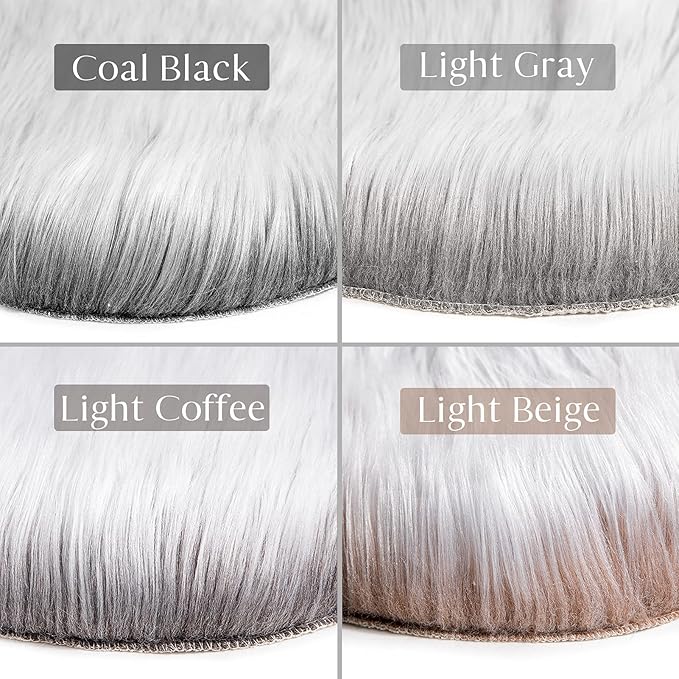 Ashler faux fur rug, Fluffy Shaggy Area Rug Ultra Soft 3 x 5 Feet Rectangle Fur Rug Frosted Bottom Gray Fuzzy Rug Machine Washable Shag Rug, Nursery Decor Throw Rugs for Bedroom, Living Room
