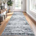 Lansny Modern Abstract Runner Rug 2.6x10, Black Grey White Washable Long Kitchen Runner Non-Slip Soft Hallway Rug Runner Thin Print Faux Wool Carpet for Entryway Bedroom Laundry Room Indoor Home Decor