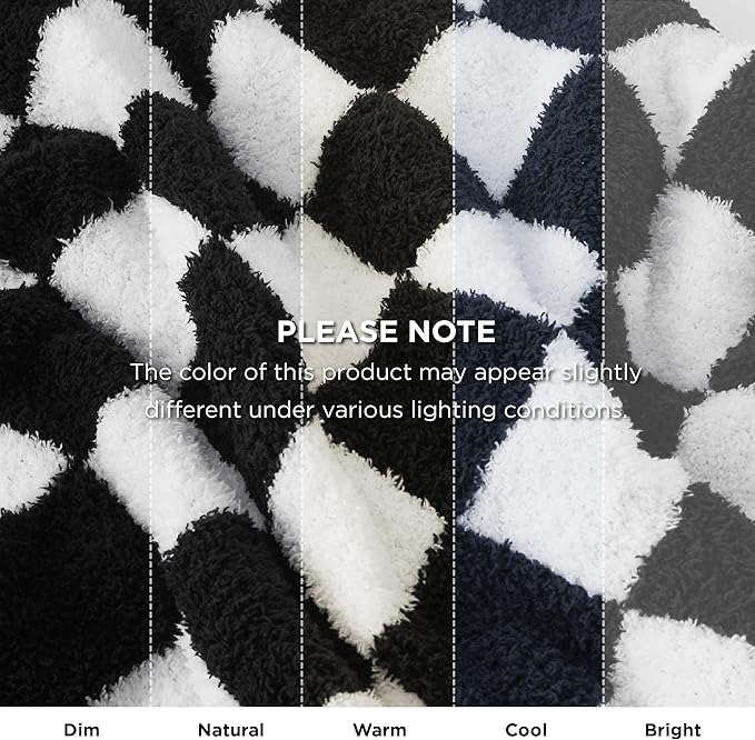 Bedsure GentleSoft Cozy Soft Throw Blanket, Black Checkered Fluffy Blankets, Lightweight Warm Knit All Season Throw Blankets for Couch Bed Sofa, Travel, Birthday Gifts for Women, Men, 50x60 Inches