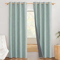NICETOWN 100% Absolutely Blackout Linen Curtains with Thermal Insulated White Liner, Seafoam Green, 52 inches Wide, 84 inches Length Energy Saving Drapes for Living Room 2 Panels Set, Vertical Blinds