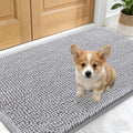 OLANLY Dog Door Mat for Muddy Paws 24x16, Absorbs Moisture and Dirt, Absorbent Non-Slip Washable Doormat, Quick Dry Chenille Mud Mat for Dogs, Entry Indoor Entryway Carpet for Inside Floor, Light Grey