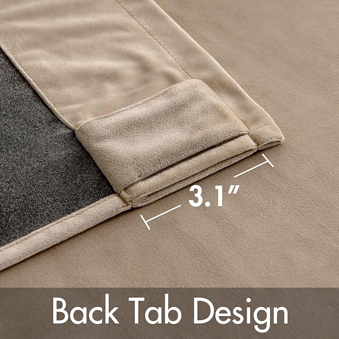 MIULEE Velvet Curtains 90 inches 2 Panels - Luxury Blackout Curtains for Bedroom Living Room Thermal Insulated Super Soft Window Drapes Rod Pocket & Back Tab, Camel Beige, W52 x L90 inch