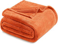 Exclusivo Mezcla Fleece Blankets Queen Size for Bed, Super Soft and Warm, All Season, Cozy, Plush, Lightweight, 90x90 Inches, Burnt Orange
