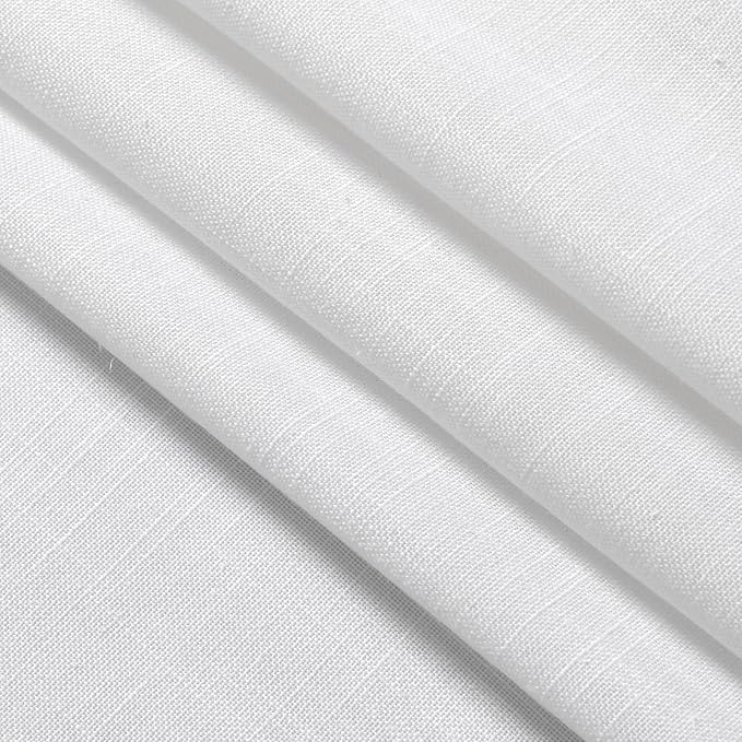 Nanspring White Semi Sheer Linen Textured Valances for Small Short Windows 2 Panels Set Back Tab Rod Pocket Light Filtering Linen Curtains for Kitchen Kids Room Breathable Home Decor 52x30