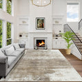 9x12 Area Rugs Washable Rug: Modern Abstract Living Room Rug Soft Anti-Skid Thin Carpet Indoor Floor Non-Shedding Carpets for Bedroom Dining Room Farmhouse Nursery Home Office Brown White