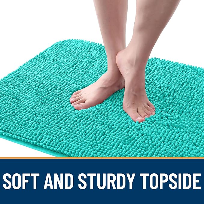 OLANLY Dog Door Mat for Muddy Paws 50x30, Absorbs Moisture and Dirt, Absorbent Non-Slip Washable Doormat, Quick Dry Chenille Mud Mat for Dogs, Entry Indoor Entryway Carpet for Inside Floor, Teal