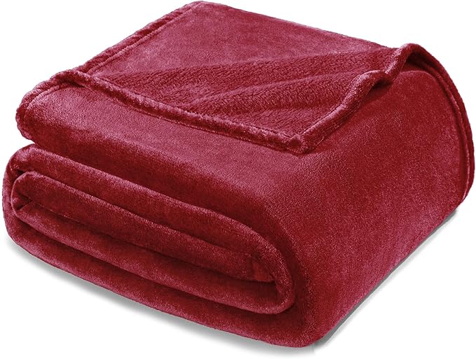 Exclusivo Mezcla Fleece Blanket Twin Size for Bed, Super Soft and Warm, All Season, Cozy, Plush, Lightweight, 60x80 Inches Deep Red